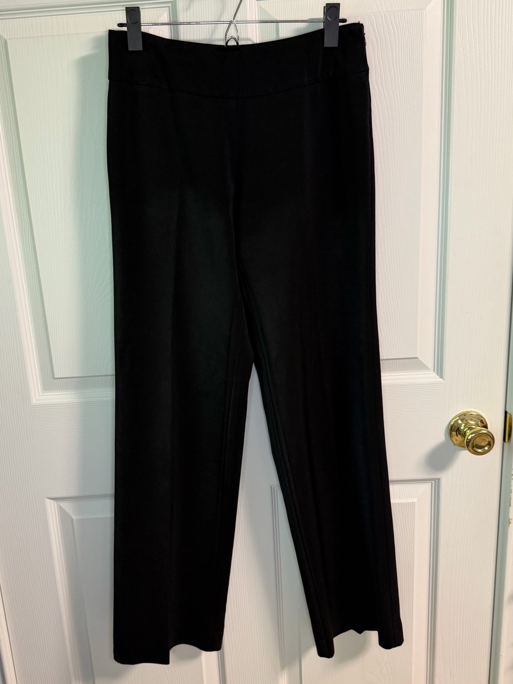 White House Black Market Black Satin Wide Leg Dress Pants Size 2R Side Zip